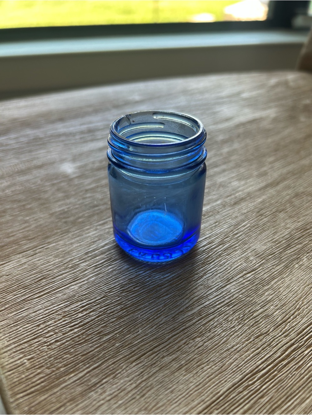 Discounted! Antique Vicks Vaporub Blue Glass Jar w/Chip on rim